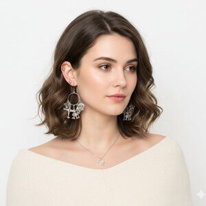 *Silver Hoop Earrings with Plane, Baseball Mitt, Music Note and More Pendents